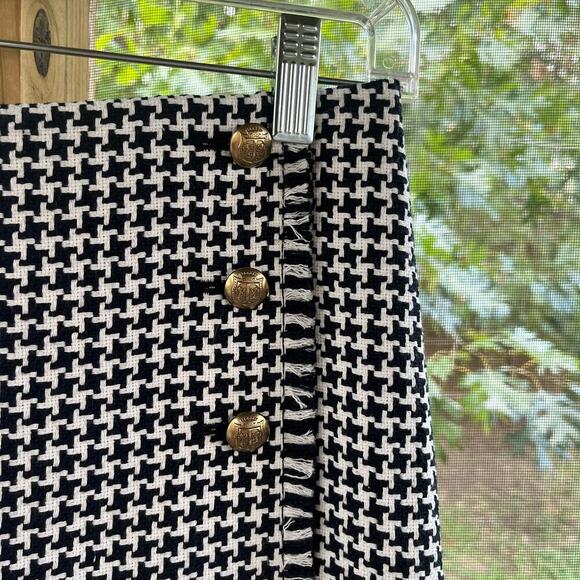 Talbots Black And White Tweed Mini Skirt Fringe Trim Size 2P - Picture 4 of 9